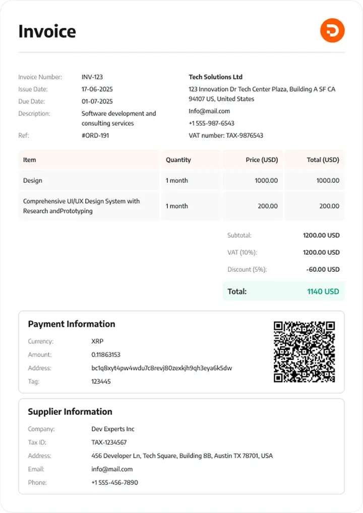 Cryptonix invoice elements image